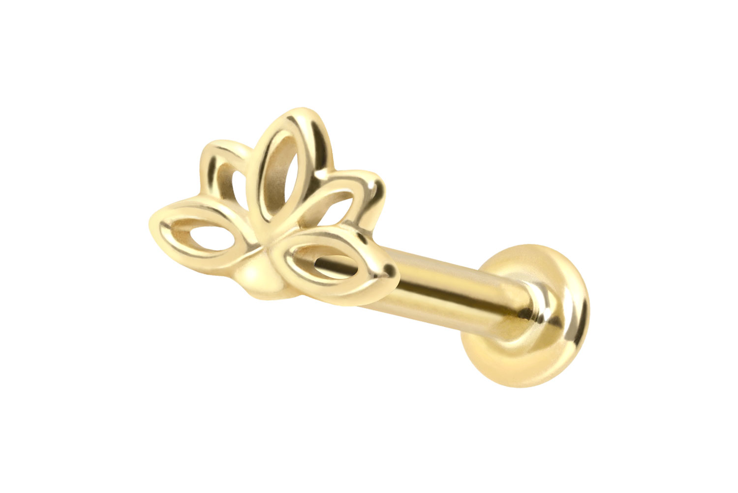14 Karat Gold Labret Piercing mit Innengewinde LOTUSBLÜTE